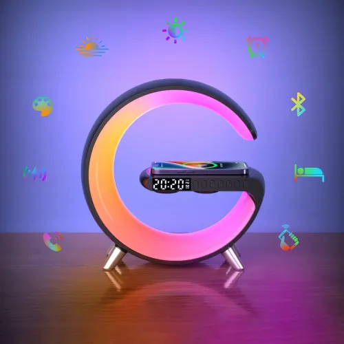 Настільна лампа G-Smart Light Sound Machine з бездротовою зарядкою 15 Вт і Bluetooth колонкою - фото 3