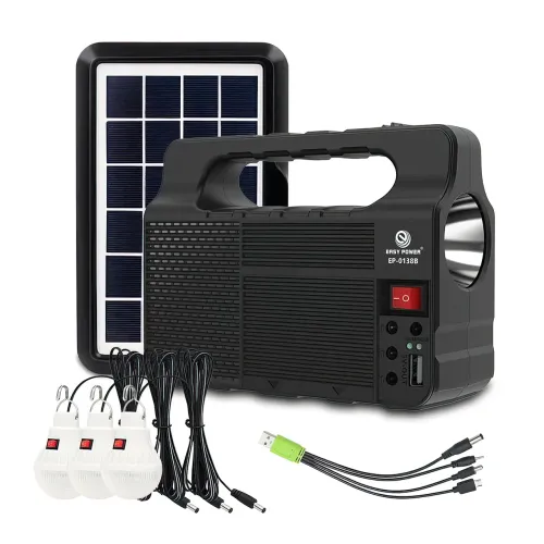 Портативна сонячна система EasyPower EP-0138B, 3600 мА/год, з функцією повербанк і виносними лампочками