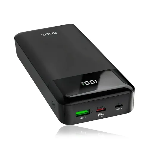 Портативний зарядний пристрій HOCO J102A з вогнетривким корпусом, 20000 мА/год, USB-A, Type-C, Micro-USB