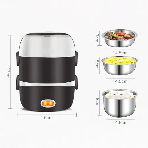 Портативна пароварка Coocking Lunch Box з набором ємностей, 3 рівні, 200 Вт, 2 літри - фото 10