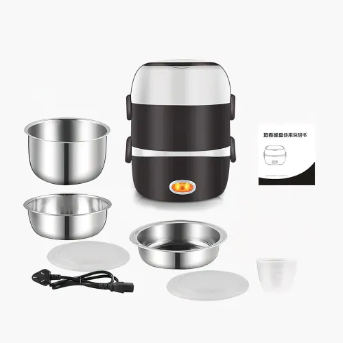 Портативна пароварка Coocking Lunch Box з набором ємностей, 3 рівні, 200 Вт, 2 літри - фото 6