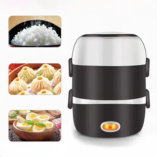 Портативна пароварка Coocking Lunch Box з набором ємностей, 3 рівні, 200 Вт, 2 літри - фото 3