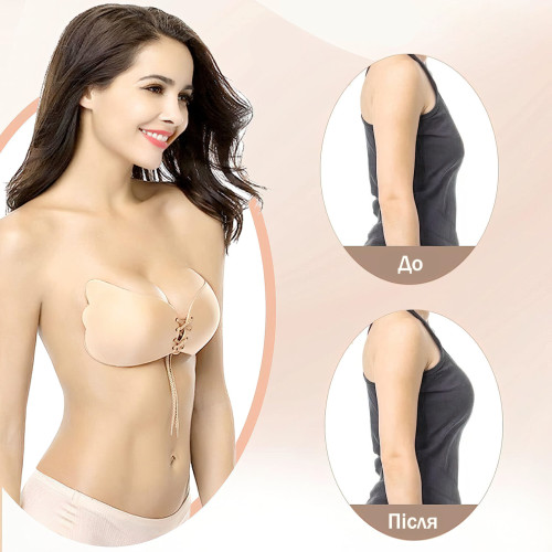 Бюстгальтер невидимка Fly Bra, без бретелек, бесшовный, с Push-Up, размеры A,B,C - фото 3