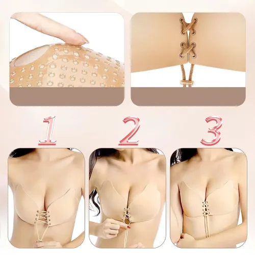 Бюстгальтер-невидимка Fly Bra, без бретельок, безшовний, з Push-Up, розміри A, B, C - фото 3