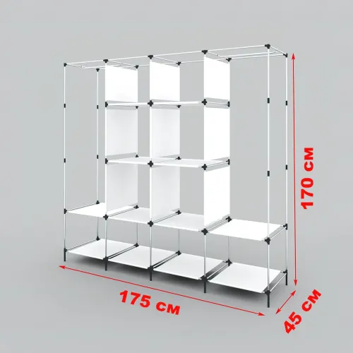 Складана каркасна тканинна шафа Storage Wardrobe 88170, 12 секцій, 170х45х175 - фото 5