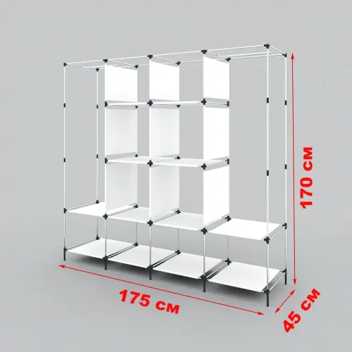 Складана каркасна тканинна шафа Storage Wardrobe 88170, 12 секцій, 170х45х175 - фото 5