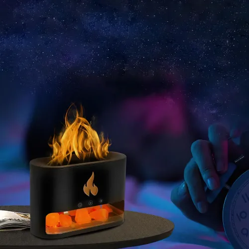 Лампа зволожувач повітря Docsal Flame 3в1 з ультразвуковим зволоженням і соляними каменями - фото 3