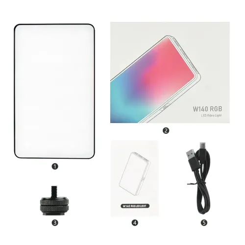 LED лампа Luxceo W140 RGB для фото та відео, 8 Вт, від 2500 до 9000 К, акумуляторна 3100 мА/год, 140 діодів - фото 5