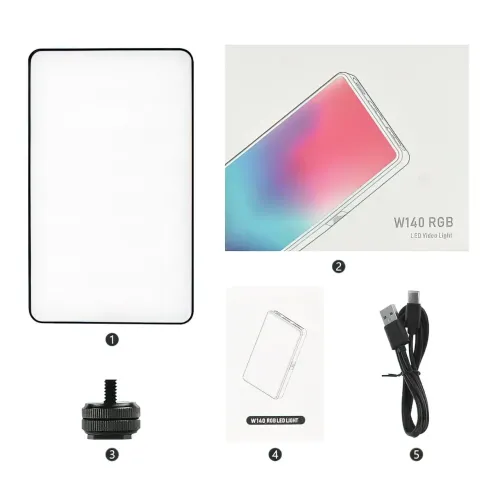 LED лампа Luxceo W140 RGB для фото та відео, 8 Вт, від 2500 до 9000 К, акумуляторна 3100 мА/год, 140 діодів - фото 5