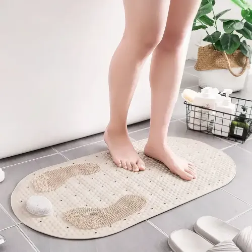 Нескользящий коврик для ванной Bathroom Mat с пемзой для пяток, 80х40 см, с присосками и сливными отверстиями - фото 7
