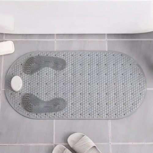 Нескользящий коврик для ванной Bathroom Mat с пемзой для пяток, 80х40 см, с присосками и сливными отверстиями - фото 4