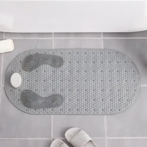 Нескользящий коврик для ванной Bathroom Mat с пемзой для пяток, 80х40 см, с присосками и сливными отверстиями - фото 9