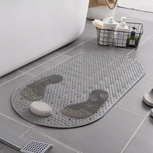 Нескользящий коврик для ванной Bathroom Mat с пемзой для пяток, 80х40 см, с присосками и сливными отверстиями