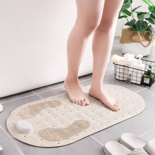 Нескользящий коврик для ванной Bathroom Mat с пемзой для пяток, 80х40 см, с присосками и сливными отверстиями - фото 2
