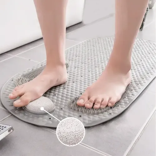 Нековзний килимок для ванної Bathroom Mat з пемзою для п'ят, 80х40 см, з присосками та зливними отворами - фото 8