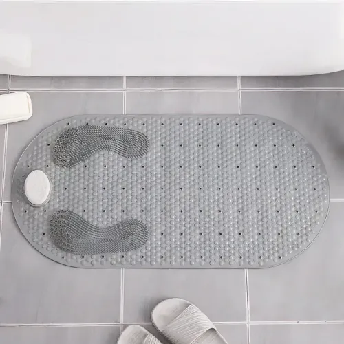 Нескользящий коврик для ванной Bathroom Mat с пемзой для пяток, 80х40 см, с присосками и сливными отверстиями - фото 2