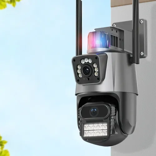 Камера видеонаблюдения Dual Lens, 8 Мп, уличная, поворотная, WiFi, с зумом, iCSee