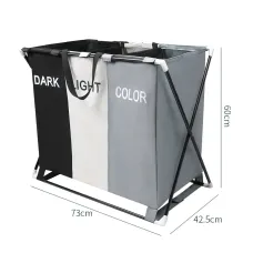 Корзина для белья раскладная Laundry Basket с 3 отсеками, 150 л