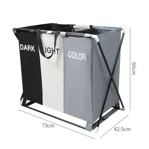 Кошик для білизни розкладний Laundry Basket з 3 відсіками, 150 л - фото 8
