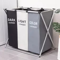Корзина для белья раскладная Laundry Basket с 3 отсеками, 150 л