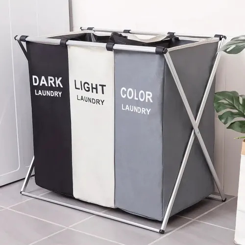Кошик для білизни розкладний Laundry Basket з 3 відсіками, 150 л