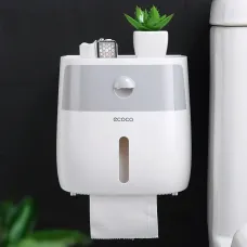 Диспенсер для туалетной бумаги Ecoco в ванную, настенный, с полкой для телефона, пластиковый