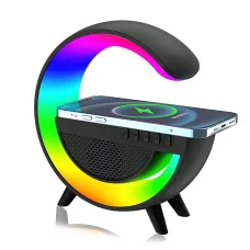 Настільна лампа KP-3431 RGB 3в1 з бездротовою зарядкою, 800 мА/год, 15 Вт і Bluetooth колонкою