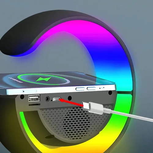 Настольная лампа KР-3431 RGB 3в1 с беспроводной зарядкой, 800 мА/ч, 15 Вт и Bluetooth колонкой - фото 4