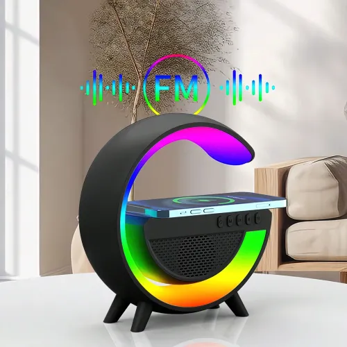 Настільна лампа KP-3431 RGB 3в1 з бездротовою зарядкою, 800 мА/год, 15 Вт і Bluetooth колонкою - фото 3