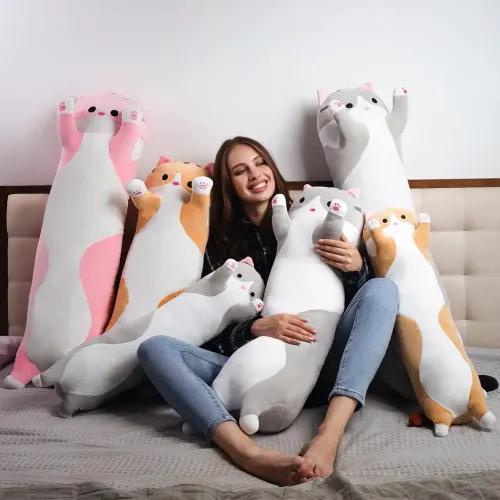 Мягкая игрушка Кот Батон, 110 см, из плюша и хлопка, серая - фото 3