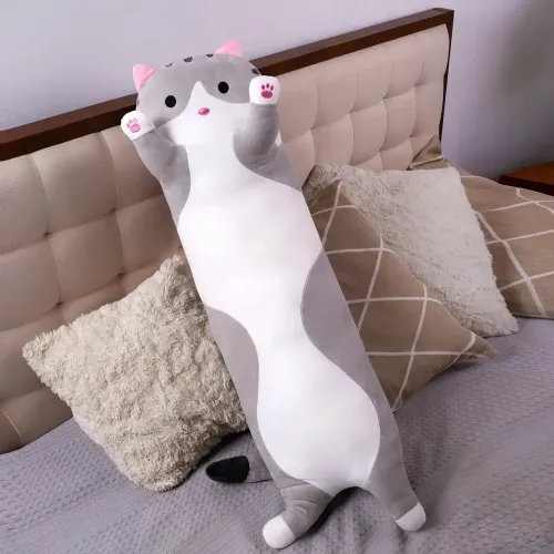 Мягкая игрушка Кот Батон, 110 см, из плюша и хлопка, серая - фото 4
