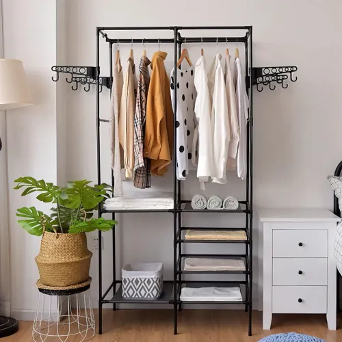 Вішалка для одягу CLOTHES RACK 406, підлогова, складана, до 15 кг, 6 полиць - фото 3