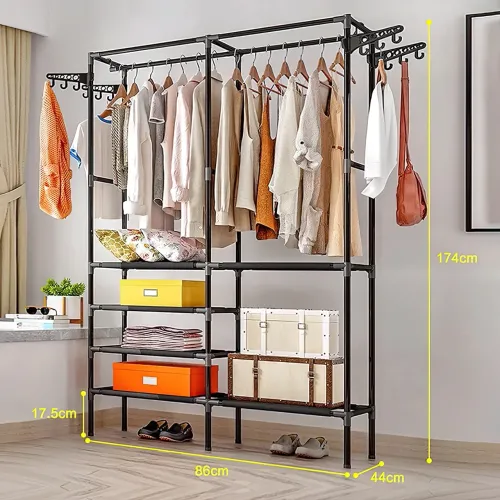 Вішалка для одягу CLOTHES RACK 406, підлогова, складана, до 15 кг, 6 полиць - фото 8