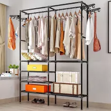 Вішалка для одягу CLOTHES RACK 406, підлогова, складана, до 15 кг, 6 полиць