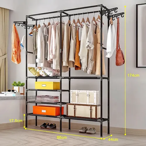 Вішалка для одягу CLOTHES RACK 406, підлогова, складана, до 15 кг, 6 полиць - фото 8