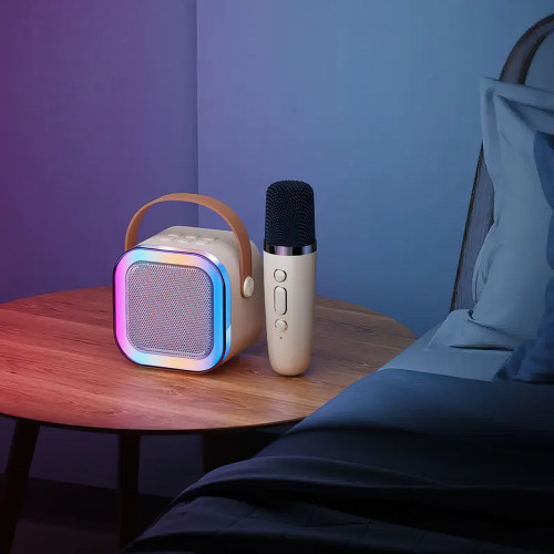 Портативная колонка с караоке микрофоном Winso K12 с RGB подсветкой,  10 Вт, Bluetooth, USB, microSD, AUX, Typ - фото 5