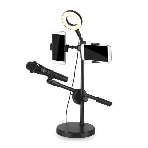 Кільцева LED-лампа Youtuber HA-12, 9 см, 10 Вт, від USB, з підставкою для мікрофона та телефона