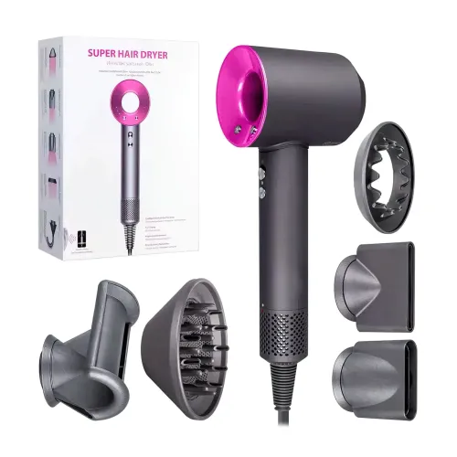 Фен для волос Super Hair Dryer, 1600 Вт, с защитой от перегрева, ионизацией воздуха и магнитными насадками