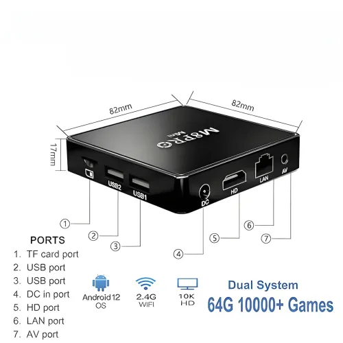 Ігрова приставка M8 Pro Mini Retro Games Box 64 Gb, 15000 Ігор, 2 бездротові джойстики - фото 4