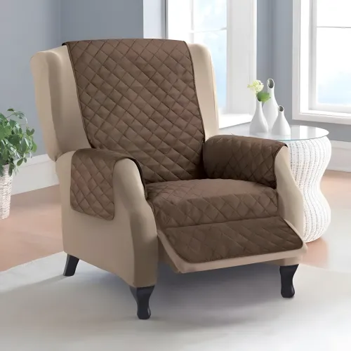 Двостороння накидка на крісло Couch Coat коричневого кольору, чохол для меблів водозахисний - фото 2