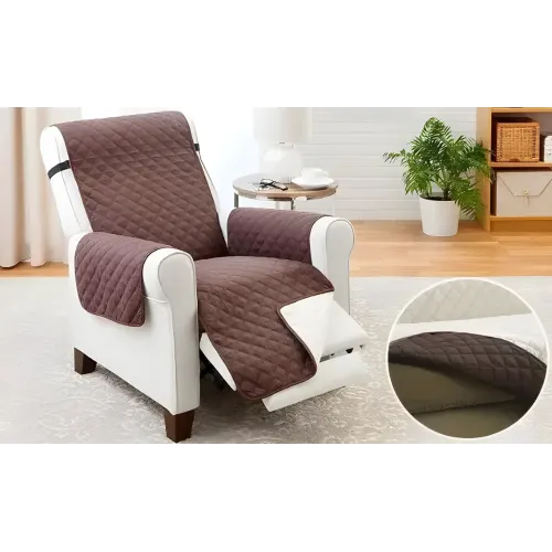Двостороння накидка на крісло Couch Coat коричневого кольору, чохол для меблів водозахисний - фото 5