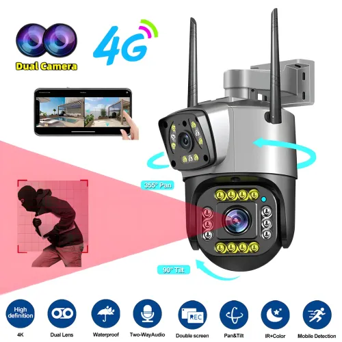 Вулична відеокамера працює через 4G з двома лінзами SC03 V380pro - фото 2