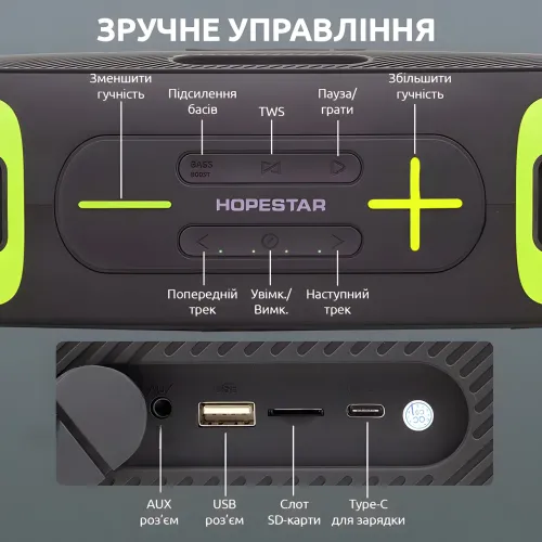 Колонка портативна бездротова Hopestar A30, 55 W, Вологозахищена - фото 9