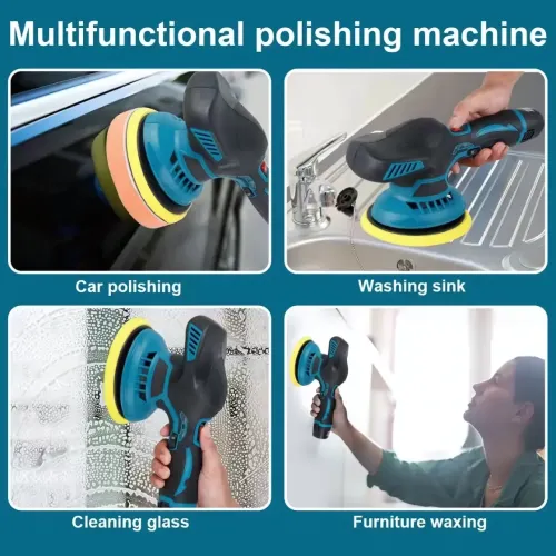 Полірувальна машинка Waxing Polisher YK49 акумуляторна з насадками 1250W, Шліфувальна машинка - фото 6