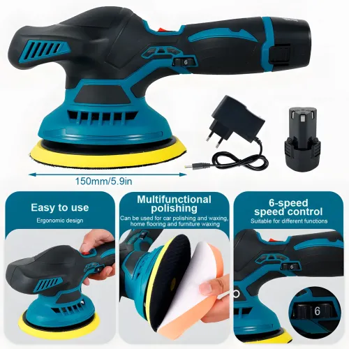 Полірувальна машинка Waxing Polisher YK49 акумуляторна з насадками 1250W, Шліфувальна машинка - фото 10