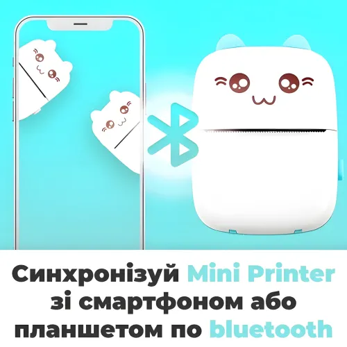 Портативный мини принтер для фотографий (Mini Printer) cat ears Bluetooth - фото 5