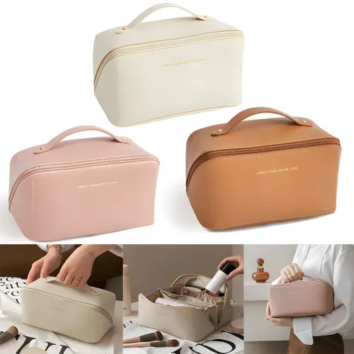 Вместительная косметичка, органайзер MAKE UP BAG Brown - фото 4