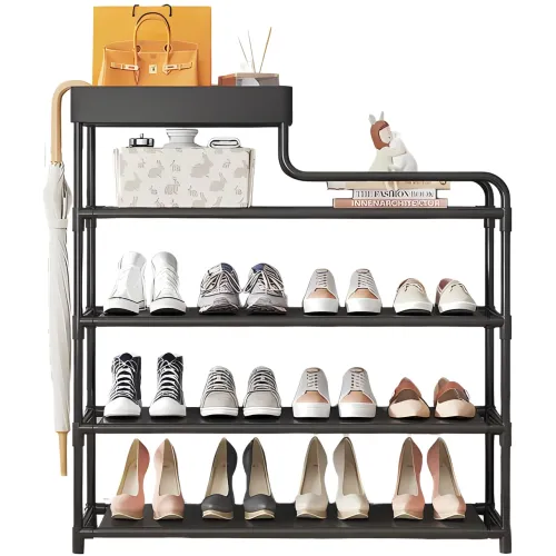 Підлогова металева полиця для взуття в передпокій Shoe rack BLACK 60 *21*78 см. - фото 5