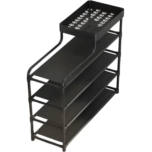 Підлогова металева полиця для взуття в передпокій Shoe rack BLACK 60 *21*78 см. - фото 6