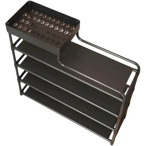 Підлогова металева полиця для взуття в передпокій Shoe rack BLACK 60 *21*78 см. - фото 7
